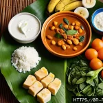 골밀도 검사와 건강 관리 - A vibrant and detailed illustration of a traditional Bengali meal emphasizing bone health: a colorfu...